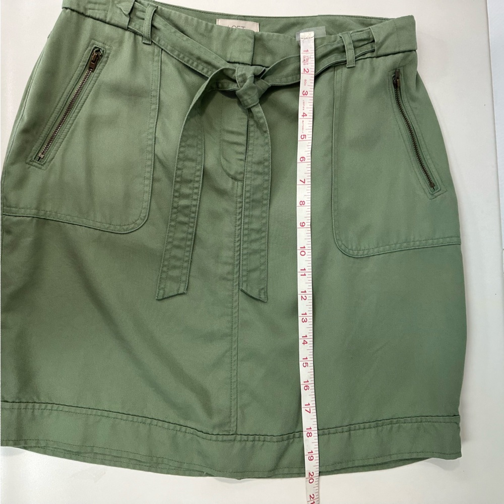 LOFT Outlet Size 8 Skirt Size Zips Tie Green Olive - Picture 6 of 8
